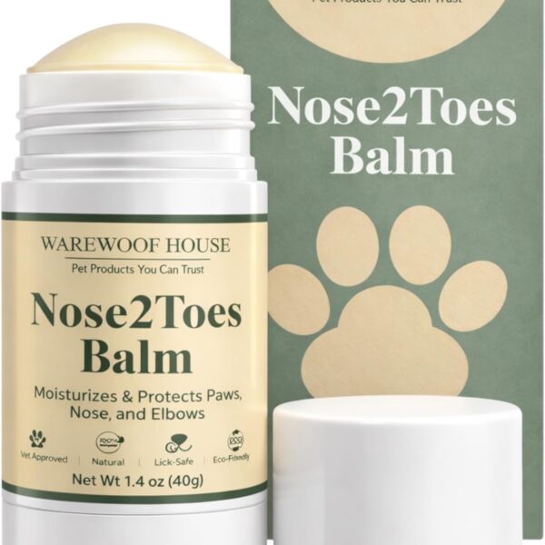Dog Paw Balm Stick for Dogs  Lick-Safe Paw & Nose Balm  Soothes Dry Cracked Paws & Nose  Protects from Hot Pavement, Snow & Salt - Natural Formula  1.4 oz