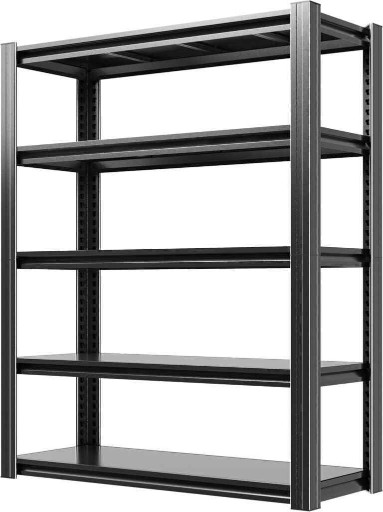 72" H Garage Shelves, Garage Shelving Heavy Duty, 2500Lbs 5 Tier Adjustable Storage Shelves Suitable for Warehouse, Basement, Workshop, Kitchen, Require Assembly, 16" D*36" W*72" H(Black)