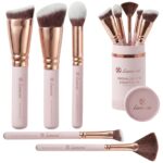 Pro Face Contour Brush Set - Synthetic Contouring Sculpting and Highlighting Kit - Cream Blush Powder Flat Nose Cheek Round Small Angled Fan Tapered Precision Kabuki Foundation Makeup Brushes