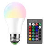 Droiee Dimmable E26 Warm LED Light Bulb, 6W RGBW Color 500LM with 16 Color Changing Modes for Christmas, Party etc with Remote Control 1PCS