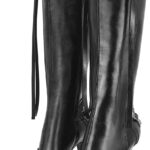 Dsevht Women's Stiletto Black Knee High Boots Sexy Pointed Toe Boot Fashion Trendy High Heel Boots Zipper