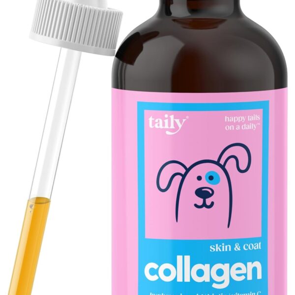 Taily Liquid Collagen for Dogs Skin and Coat Supplement, Cats | Taily Liquid Premium Grass-fed Collagen | Itch Relief for Dogs with Allergies, Biotin, Vitamin C and Hyaluronic Acid | Made in USA