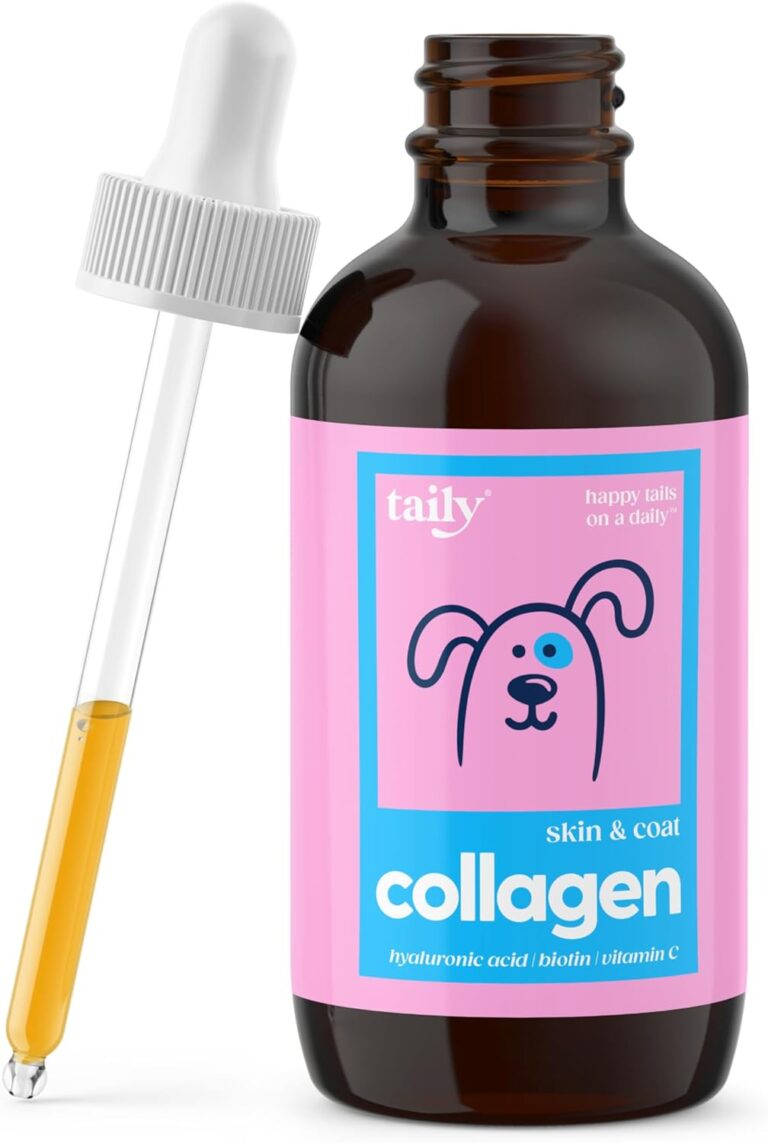 Taily Liquid Collagen for Dogs Skin and Coat Supplement, Cats | Taily Liquid Premium Grass-fed Collagen | Itch Relief for Dogs with Allergies, Biotin, Vitamin C and Hyaluronic Acid | Made in USA