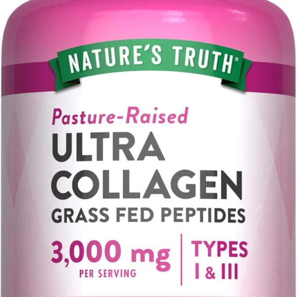 Nature's Truth Collagen Peptides | 90 Caplets | Type 1 and 3 with Vitamin C | Grass Fed, Non-GMO & Gluten Free Supplement