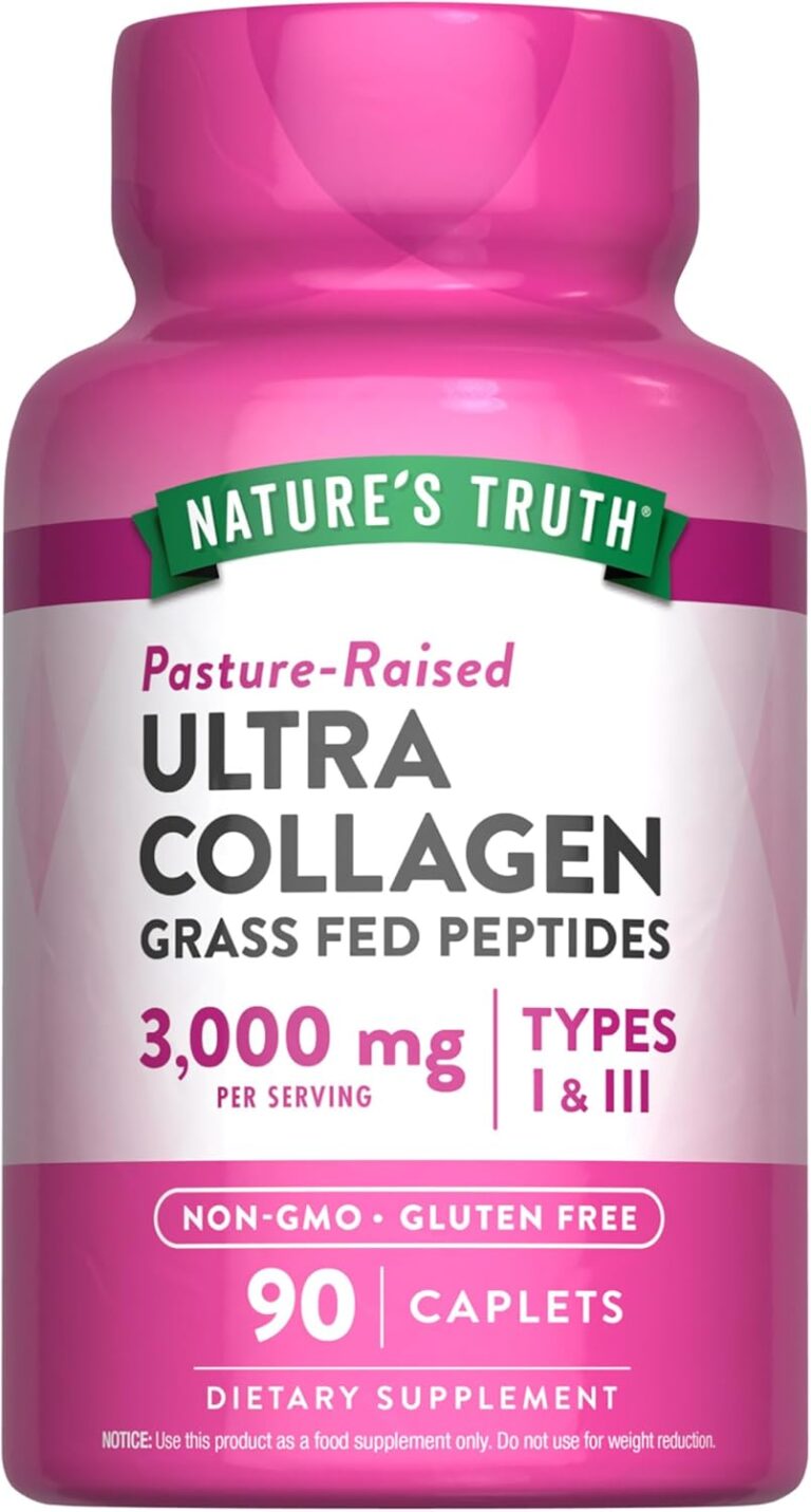 Nature's Truth Collagen Peptides | 90 Caplets | Type 1 and 3 with Vitamin C | Grass Fed, Non-GMO & Gluten Free Supplement