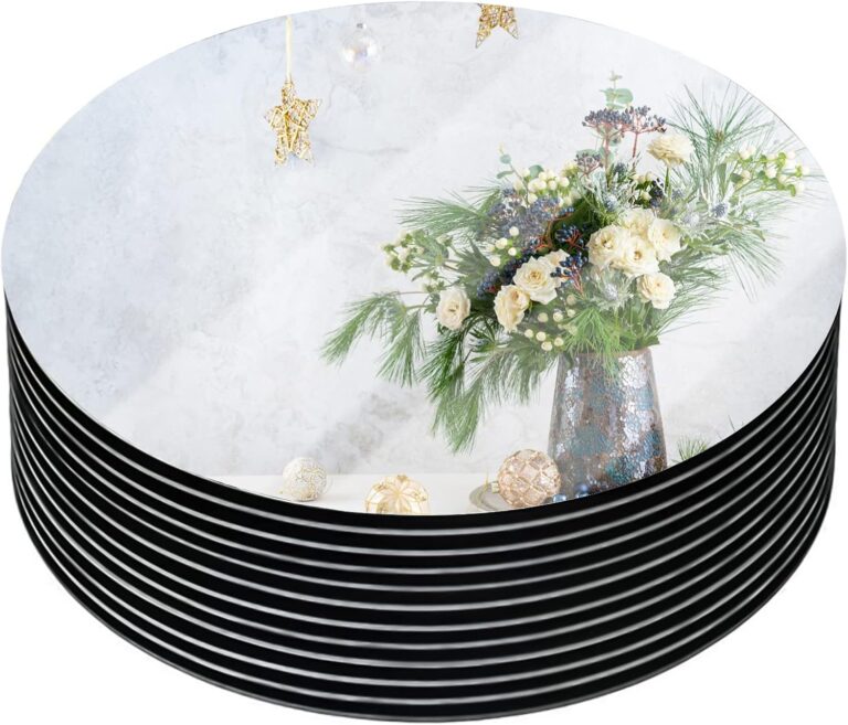 12" Round Mirror Plates, Glass Flat Mirrors, Circle Mirror Candle Plates for Table & Wedding Decorations, 2mm, 12 Pack