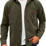 Comdecevis Mens Corduroy Shirts Jacket Button Down Long Sleeve Work Shirts Shackets with Pocket