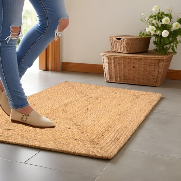 INDIAN ARTISTIC Jute Cotton Rag Rug 2X3 ft | Hand Woven & Reversible | Living Room | Kitchen | Jute Burlap Cotton 24x36 inch | Rustic Look | Natural Look | Runner 2 * 3 Feet