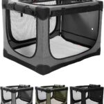 30 Inch Collapsible Travel Dog Crate for Medium Large Dogs, Portable Dog Crate 4-Door Foldable Soft Kennel with Durable Mesh Windows for Indoor & Outdoor Travel, with Storage Bag,Grey