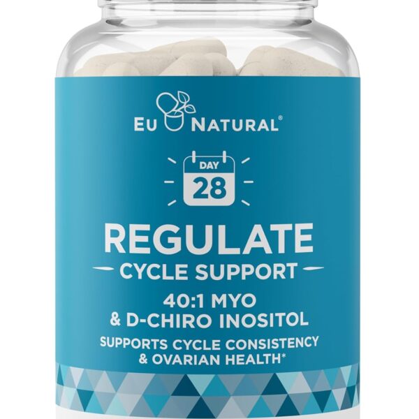Regulate Cycle Support  Hormone Balance for Women at Optimal 40:1 Myo-Inositol 2000 mg & D-Chiro Inositol 50 mg  Supplement for Period Consistency, Menstrual & Ovulation Support  120 Vegan Capsules