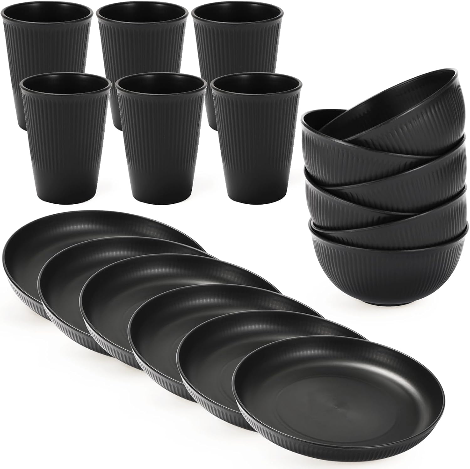 18PCS Wheat Straw Dinnerware Sets Unbreakable Dinnerware Sets Reusable Cups Plates and Bowls Sets Microwave for Kitchen Travel Camping 18PCS Wheat Straw Dinnerware Sets Unbreakable Dinnerware Sets Reusable Cups Plates and Bowls Sets Microwave for Kitchen Travel Camping