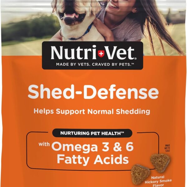 Nutri-Vet Shed Defense Soft Chews for Dogs, Skin and Coat Supplement for Dogs, Omega 3 from Fish Oil, Dry & Itchy Skin Relief Treatment, Puppy Essentials, 60 Soft Chews