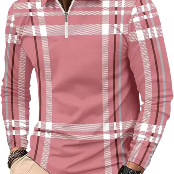 DEEX Men's Long Sleeve Polo Shirts 2025 Fashion Casual Polo T Shirt Slim Fit Shirt Collared Office Work Golf Polo Shirt