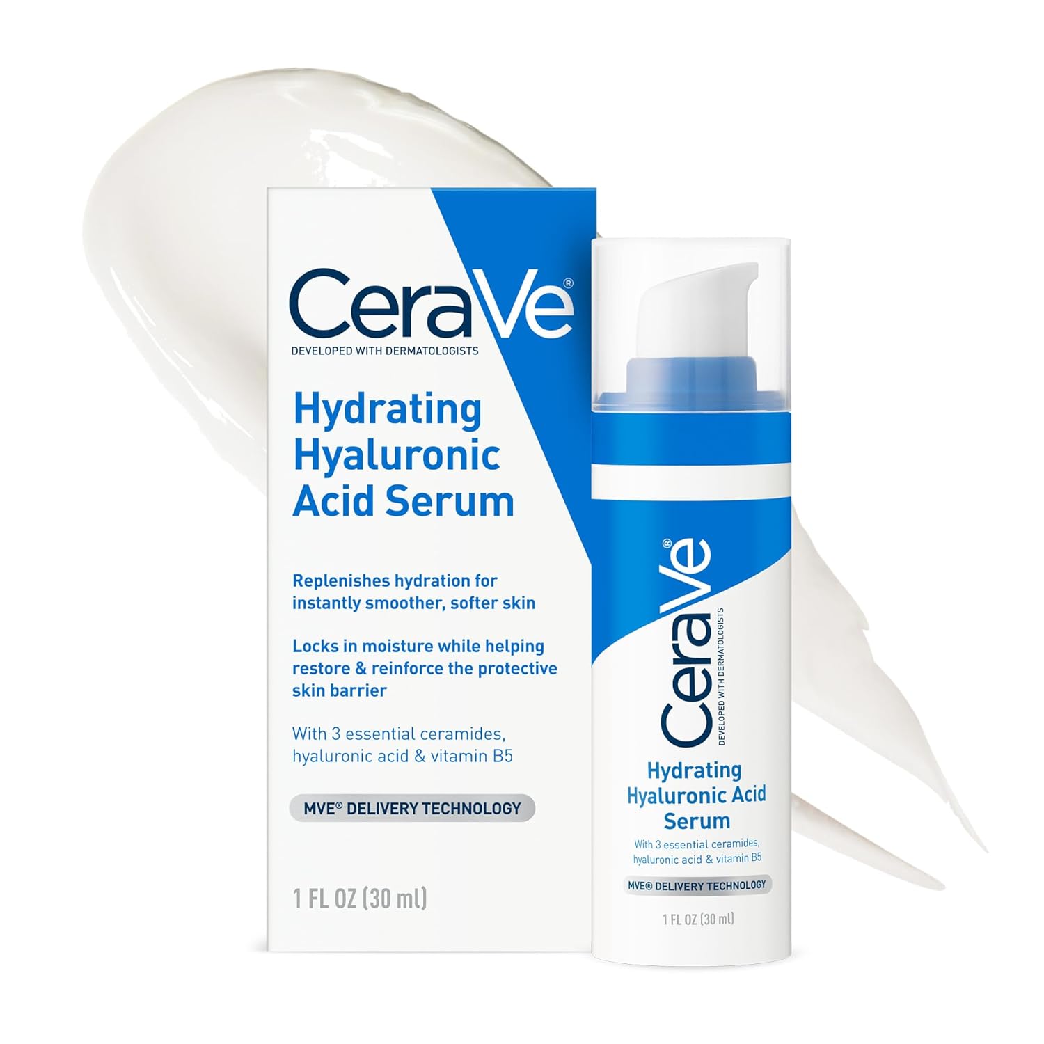 Cerave Hyaluronic Acid Serum for Face with Vitamin B5 and Ceramides, Hydrating Face Serum for Dry Skin, Fragrance Free, 1 Ounce Cerave Hyaluronic Acid Serum for Face with Vitamin B5 and Ceramides, Hydrating Face Serum for Dry Skin, Fragrance Free, 1 Ounce