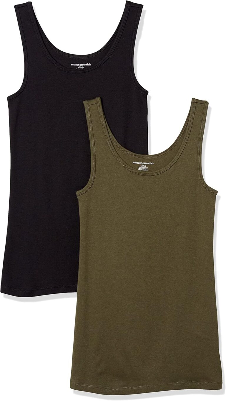 Amazon Essentials Women's Slim-Fit Scoop Neck Tank Top, Pack of 2