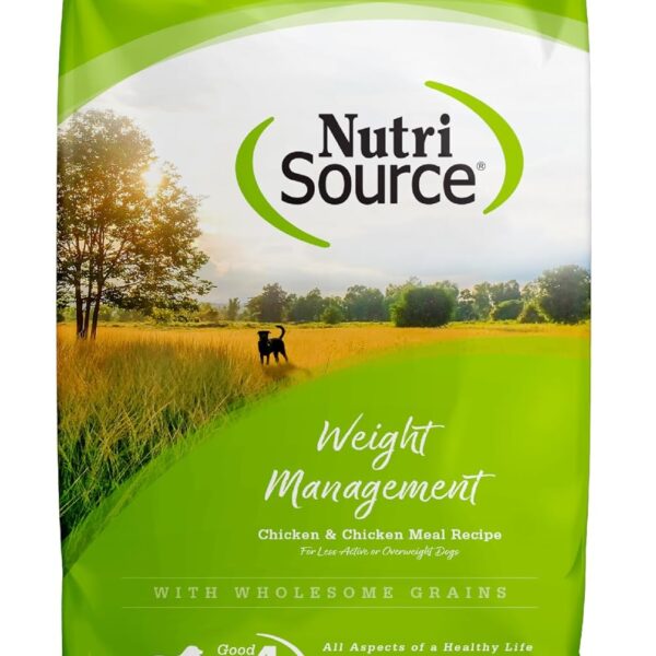 NutriSource Weight Management Dry Dog Food, Chicken and Chicken Meal, 12LB