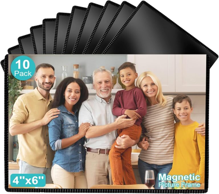 Magnetic Picture Frame, 10 Pack Magnet Photo Frames for Refrigerator 4"x6" Reusable Fridge Photograph Frames for Locker/Whiteboard/Office Cabinet (Black 10 Pack)