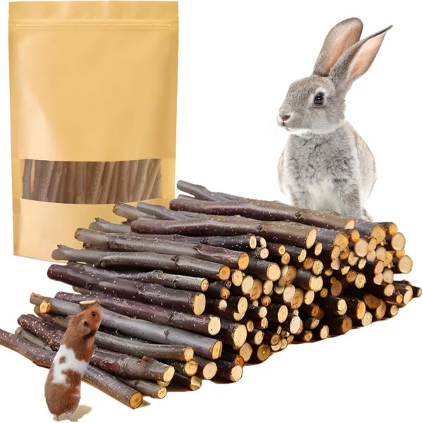 600g Organic Apple Sticks Small Animals Molar Wood Treats Toys for Chinchillas Guinea Pig Rabbits Hamster Gerbil Parrot Bunny Chew Stick Toys, 21.2 OZ