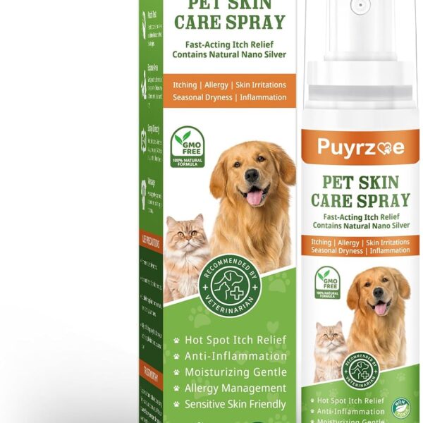 Itch Relief & Hot Spot Spray Treatment for Dogs & Cats - Natural Extract Formula for Anti Itch, Allergy Relief, Stop Scratching, Lickable, Wound Care Spray for All Animals (4.06 Fl Oz)