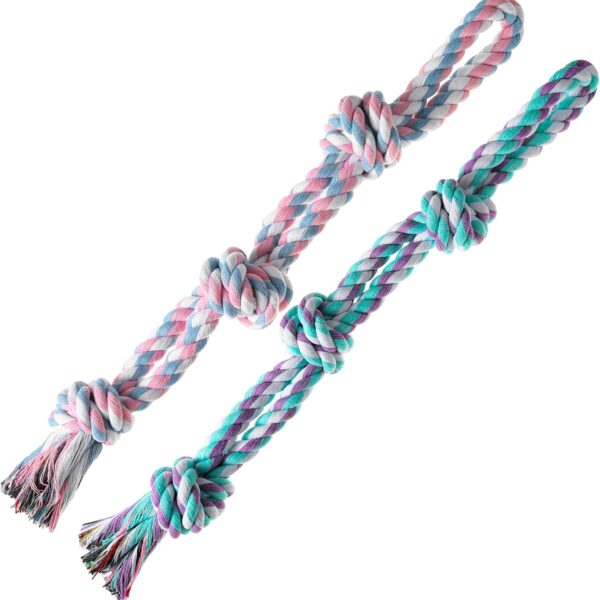 Dog Rope Toy, 2 Pcs Indestructible Dogs Toys, Dog Chew Toys for Aggressive Chewers, Tough Puppy Teething Chew Toys for Boredom, Dental Cleaning Tug of War Dog Toy, Great for Small to Large Breed