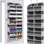 Heavy Duty Over The Door Organizer 5 Tiers, Extra Large Behind Door Storage of 10 Big Front & 10 Mesh Pockets, 80lb Weight Capacity, Hanging Doors Storage Organizer for Closet Bedroom Nursery, Grey