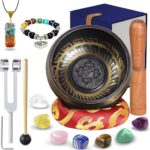 Tibetan Singing Bowl Set (16Pcs) - Pure Sound - 3.5 inch Brass Material - 100% Handmade - for Sound Healing, Chakra Balancing, Meditation, Mindfulness, Stress Relief Tools, Unique Spiritual Gifts