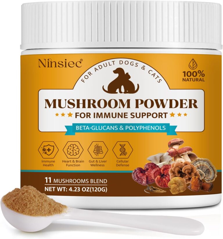 Mushroom Supplement Powder for Dogs & Cats, Turkey Tail Mushroom for Pets, Lipoma for Cats, 11 Organic Mushroom Complex, Partner Guard for Dogs Lumps and Bumps