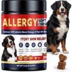Dog Allergy Chews for Itchy Dog Relief  Probiotic Soft Chews for Pets with Paw Licking, Ear & Seasonal Allergies  Gut & Immune Support, 200 Chews