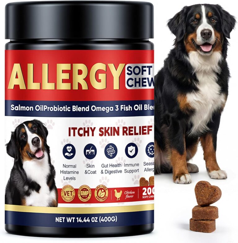 Dog Allergy Chews for Itchy Dog Relief  Probiotic Soft Chews for Pets with Paw Licking, Ear & Seasonal Allergies  Gut & Immune Support, 200 Chews