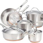 Anolon Nouvelle Stainless Steel Cookware Pots and Pans Set, 10 Piece