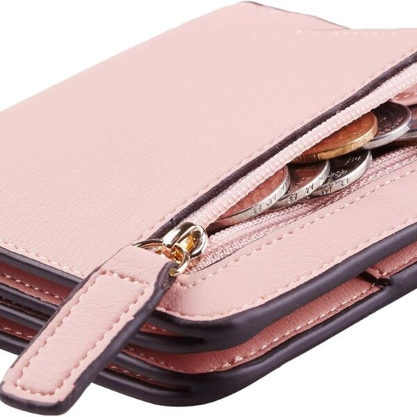 Toughergun Womens Small Slim Leather Wallet with RFID Protection, Compact Bifold Mini Purse with Clear ID Window