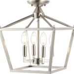 JONATHAN Y 12" Nickel Modern Farmhouse Pagoda 4-Light LED Semi Flush Mount Lantern, Metal Ceiling Light Fixture for Kitchen, Hallway, Entryway, Bedroom, Hardwired (JYL7610D)