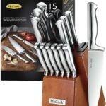 McCook Knife Sets, German Stainless Steel Kitchen Knife Block Sets with Built-in Sharpener