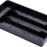 Dial Industries Small Cutlery, Utensil, Silverware Kitchen Drawer Organizer Tray, Black