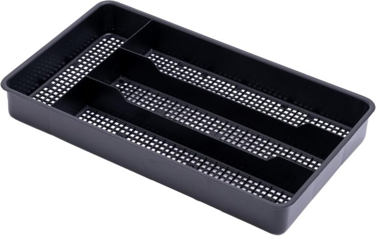 Dial Industries Small Cutlery, Utensil, Silverware Kitchen Drawer Organizer Tray, Black