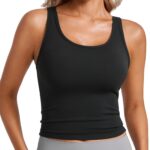 CRZ YOGA Butterluxe Double Lined Tank Tops for Women - Workout Casual Scoop Neck Racerback Crop Sleeveless Shirt