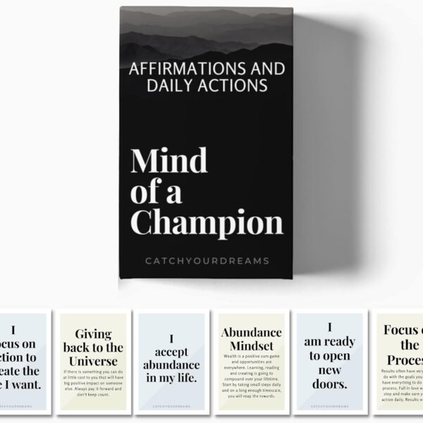 Mind Of A Champion - Motivational Cards for Men Affirmations and Action Steps to Turn Dreams into Reality - For Productivity, Personal Development, Self Care, Mindfulness, Affirmation Cards for Men