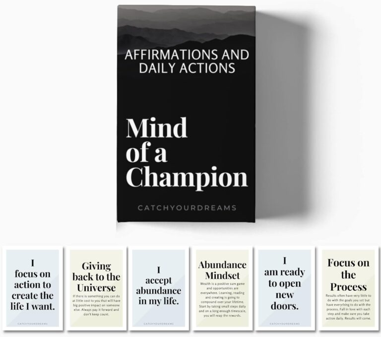 Mind Of A Champion - Motivational Cards for Men Affirmations and Action Steps to Turn Dreams into Reality - For Productivity, Personal Development, Self Care, Mindfulness, Affirmation Cards for Men