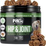 Pet Chef Dog Hip & Joint Pain Relief Supplement - Glucosamine, Chondroitin, MSM, Turmeric - Cannine Arthritis Pain Relief & Mobility Chews - Hip Joint Support Treats Peanut Butter 140ct Low Calories!