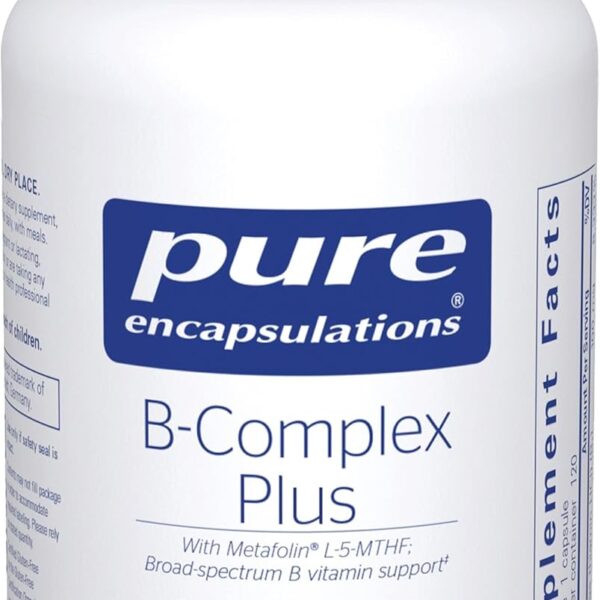 Pure Encapsulations B-Complex Plus - B Vitamins Supplement to Support Neurological Health, Cardiovascular Health, Energy Levels & Nervous System Support* - with Vitamin B12 & More - 120 Capsules