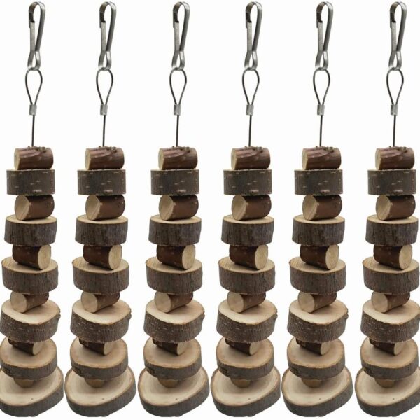 LWINGFLYER 6pcs Small Animal Chews Toy Natural Apple Wood Block Cage Hanging Molars Treats Snack for Hamsters Rabbits Bunny Bird Parrots Chinchilla Guinea Pig Gerbils Squirrels