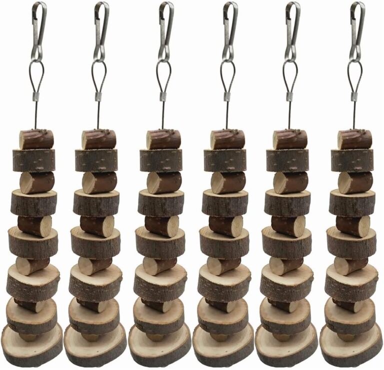 LWINGFLYER 6pcs Small Animal Chews Toy Natural Apple Wood Block Cage Hanging Molars Treats Snack for Hamsters Rabbits Bunny Bird Parrots Chinchilla Guinea Pig Gerbils Squirrels