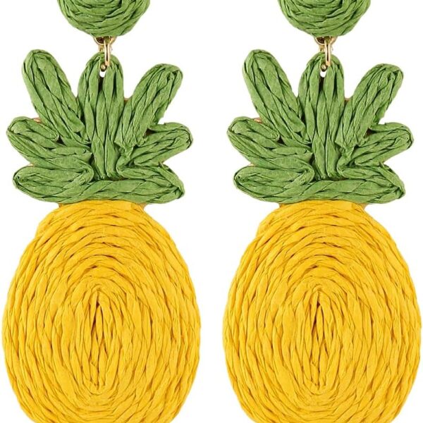 Handmade Raffia Hoop Earrings Statement Tropical Bohemian Straw Dangle Earrings Natural Rattan Vacation Style Round Earrings for Women Summer Beach Party Essential Jewelry