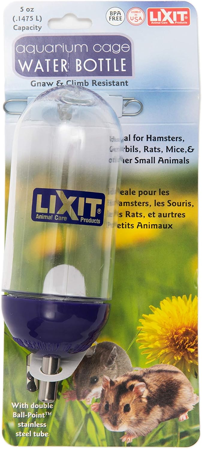 Lixit Bell Style Aquarium Cage Climbing Resistant Water Bottles for Rats, Hamsters Gerbils, Mice and Other Small Animals (5 Ounce)
