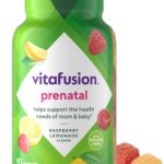 vitafusion PreNatal Gummy Vitamins, Raspberry Lemonade Flavor, Prenatal Vitamin Supplement for Women with Folate and DHA, 45 Day Supply, 90 Count