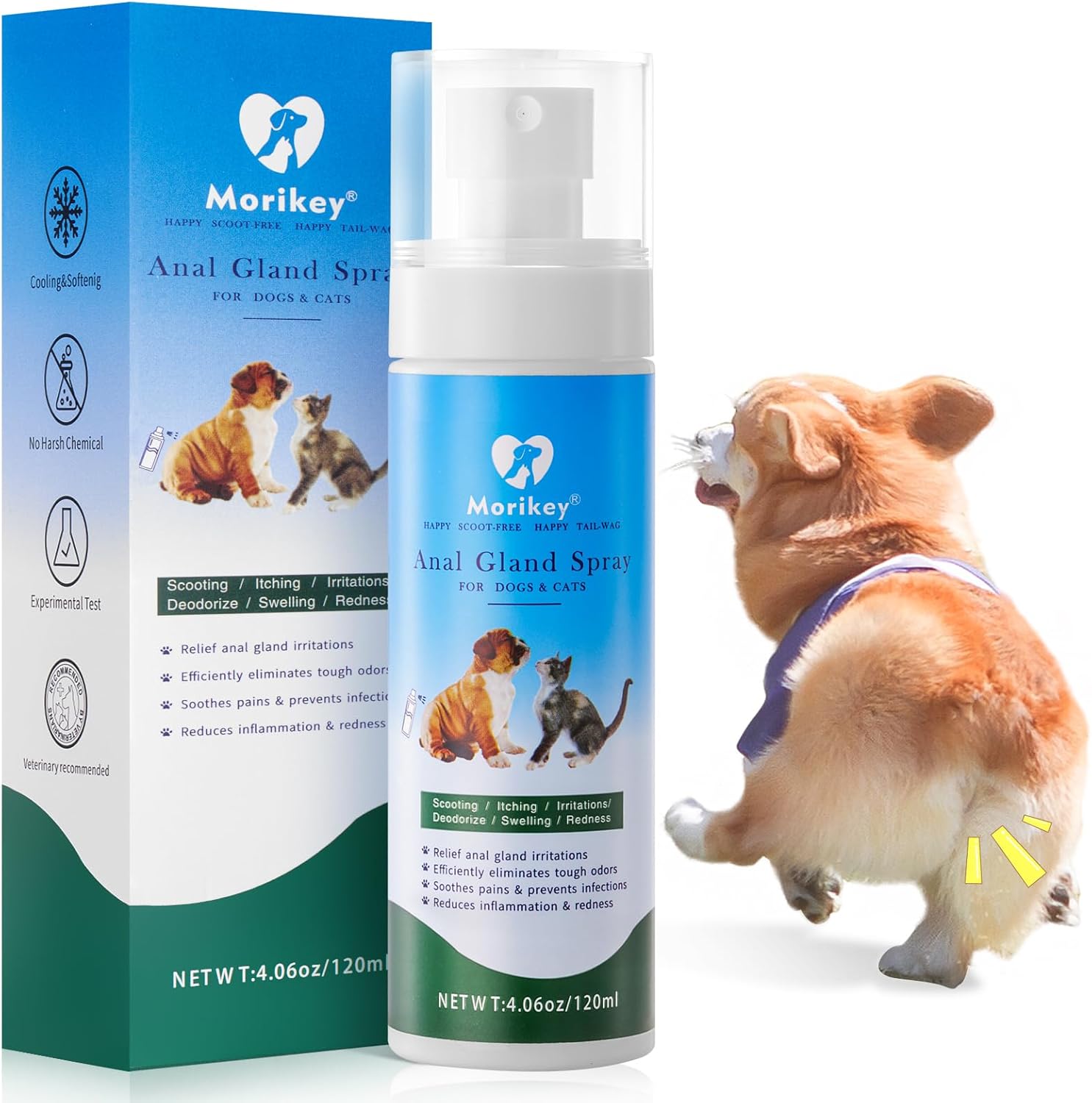 Anal Gland Spray for Dogs & Cats, Fast Relieves Anal Gland Irritations&Itching, Stops Scooting, Odor Elimination Anti Itch Dog Spray,Safe for All Animals - 4.06 Fl Oz Anal Gland Spray for Dogs & Cats, Fast Relieves Anal Gland Irritations&Itching, Stops Scooting, Odor Elimination Anti Itch Dog Spray,Safe for All Animals - 4.06 Fl Oz