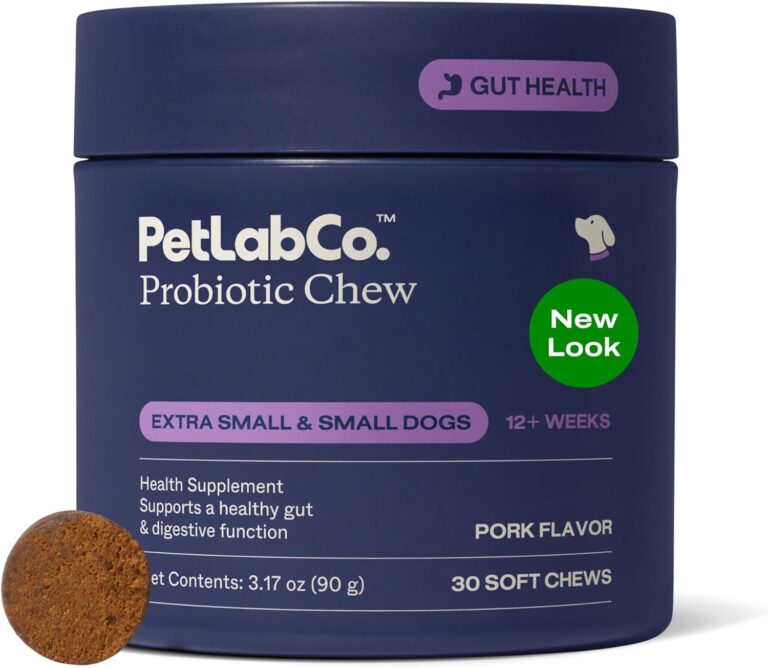 PetLab Co. Probiotics for Dogs - Support Gut Health, Occasional Diarrhea, Digestive Health, Paw Licking & Seasonal Allergies - Pork Flavor - 30 Soft Chews - Formulated for Small Dogs