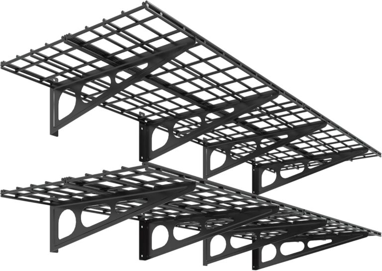 FLEXIMOUNTS 2-Pack 2x6ft Garage Shelving 24-inch-by-72-inch Heavy Duty Wall Mounted Shelves Garage Storage Rack Floating Shelves, 1400lbs Load Capacity, Black, Classic Series