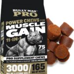 Bully Max 11-in-1 Muscle Gain Power Chews - High Protein Dog Supplement with Amino Acids - Healthy Treats for Puppy & Adult Dogs - Premium Muscle Builder for All Breeds - 75 Tasty Soft Dog Chews