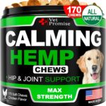 Hemp Calming Chews for Dogs Anxiety - Advanced Dog Calming Chews - 170 Treats - Dog Anxiety Relief with Hemp Oil - Hip and Joint Supplement Health Support for Dogs - Made in USA